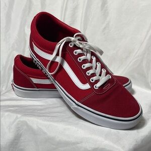 Vans Old Skool Men's Bold Red & White Classic Sneakers, Excellent Condition! 12